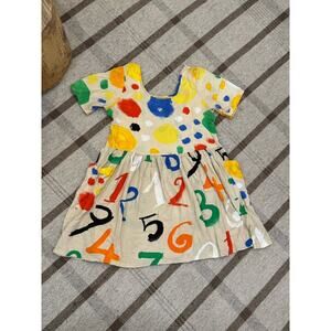 Jams World Short Sleeve Mini Dress Women’s Small Abstract Art Numbers Flare